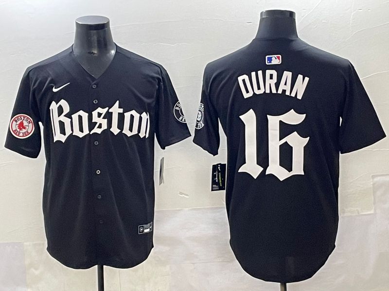 Men 2025 Boston Red Sox 16 Duran Black Five generations Joint Name Nike MLB Jersey style 16